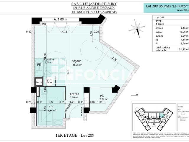 Appartement à louer, 31m², Bourges