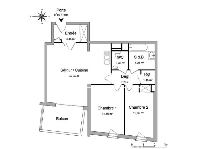 Appartement à louer, 64m², Vannes