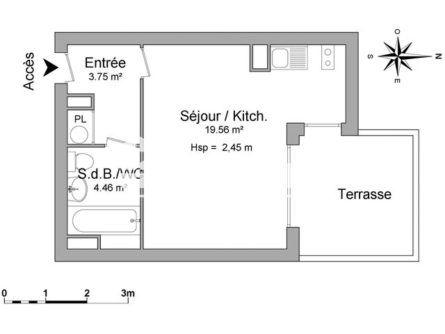 Appartement à louer, 27m², Saint-André-de-la-Roche