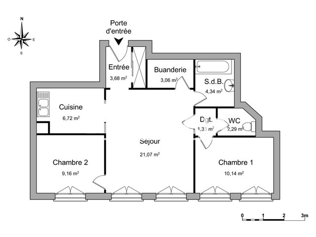 Appartement à louer, 61m², Rochefort