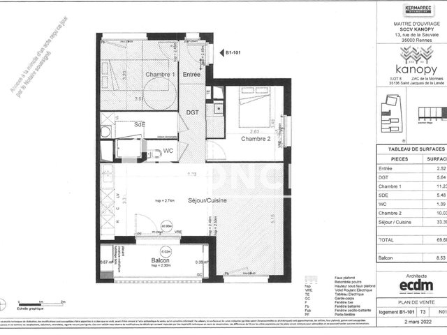 Appartement à louer, 69m², Saint-Jacques-de-la-Lande