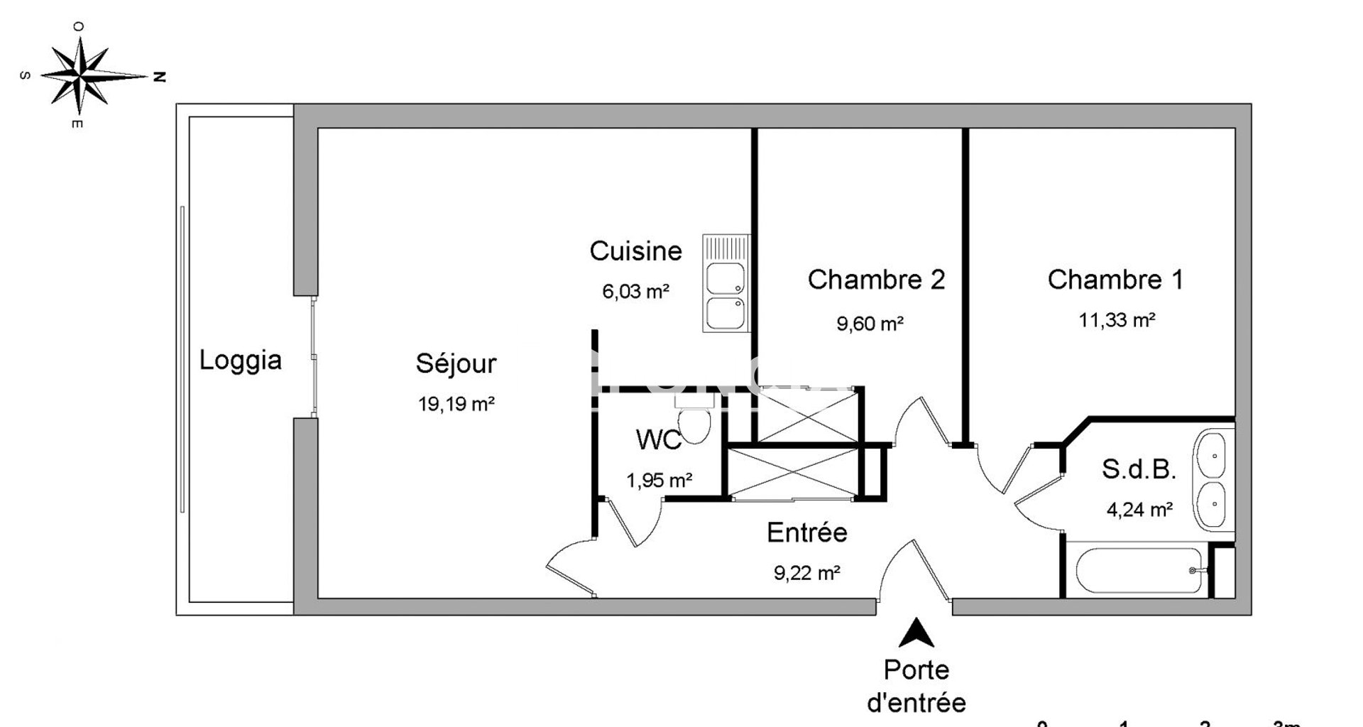 Appartement à louer, 61m², Le Grand-Quevilly