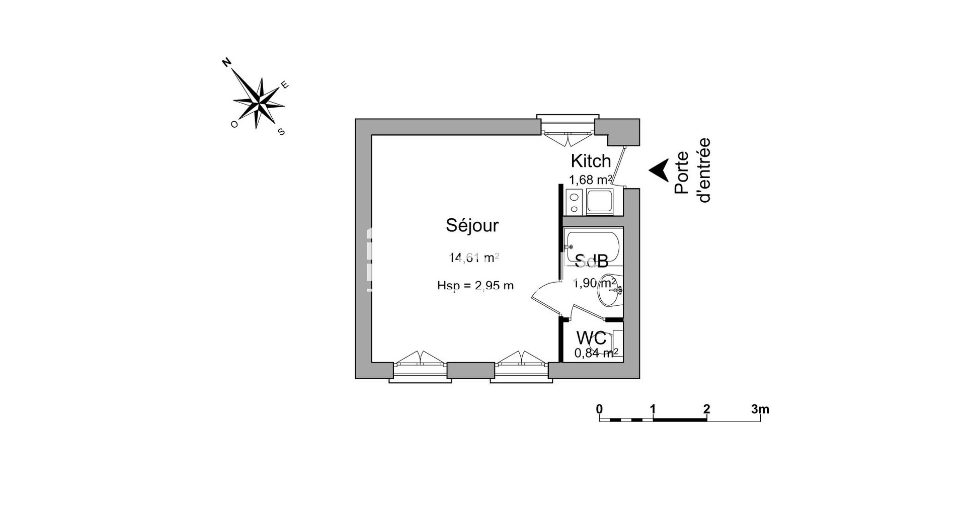Appartement à louer, 18m², Courbevoie