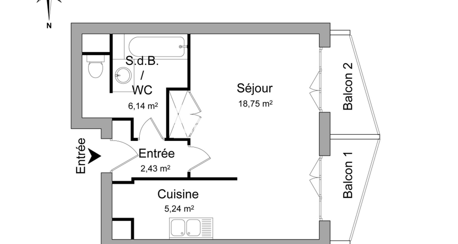 Appartement à louer, 32m², Plaisir