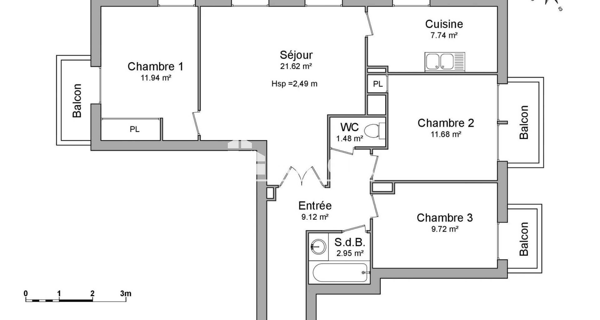 Appartement à louer, 76m², Chessy