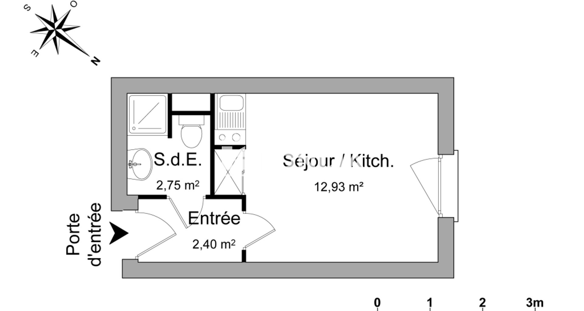 Appartement à louer, 18m², Cergy