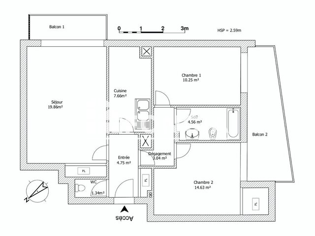 Appartement à louer, 66m², Bordeaux