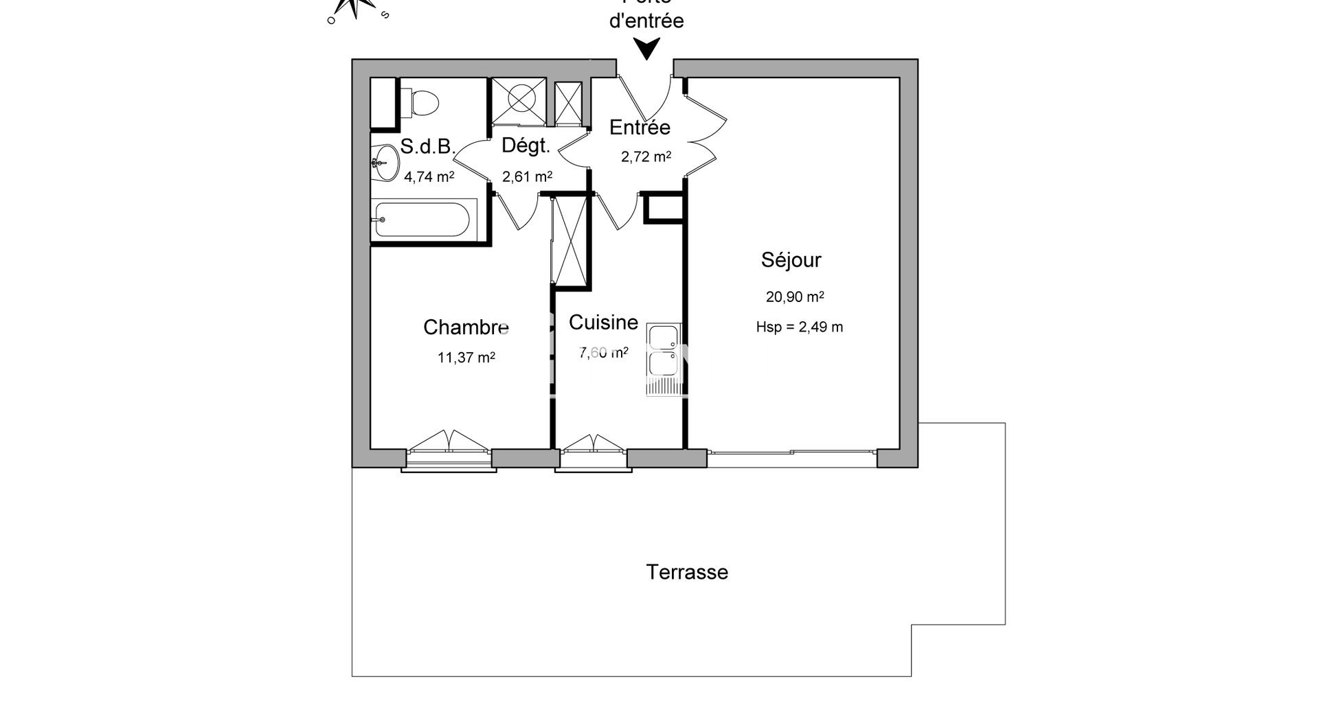 Appartement à louer, 49m², Antony