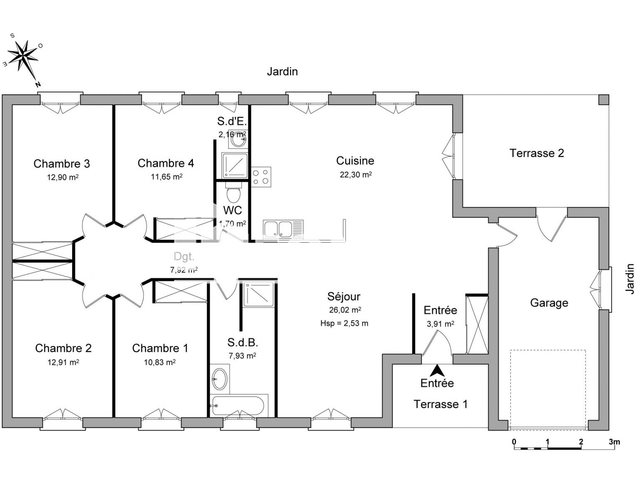 Maison à louer, 120m², Alairac