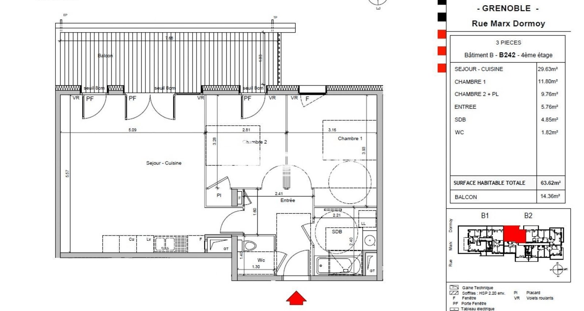 Appartement à louer, 63m², Grenoble