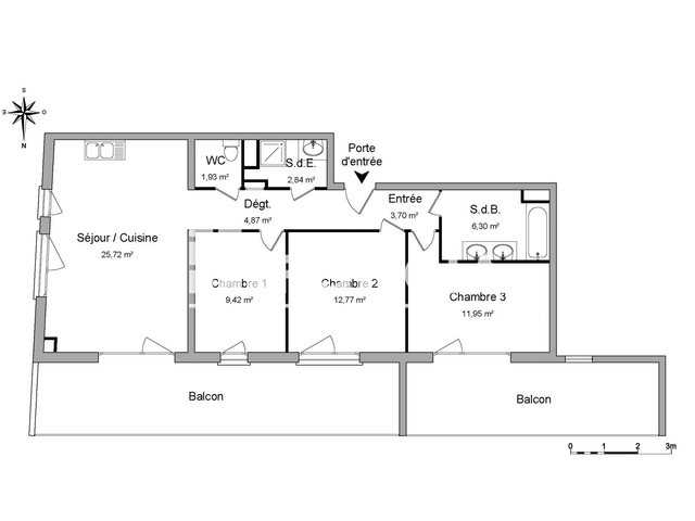 Appartement à louer, 79m², Balma