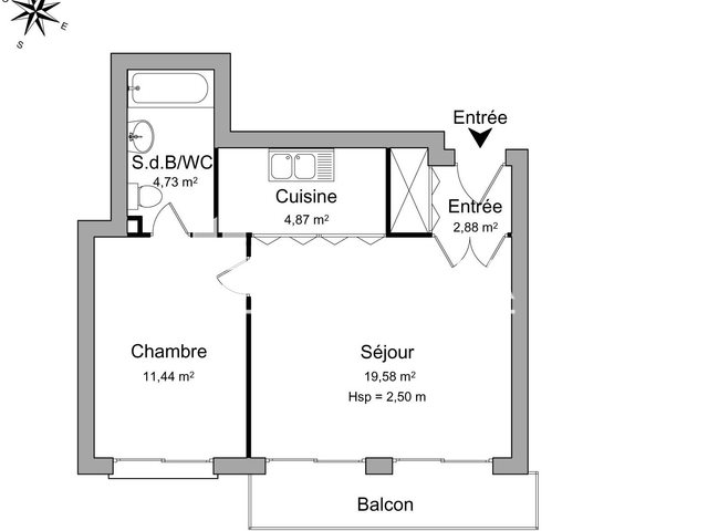 Appartement à louer, 43m², Brest