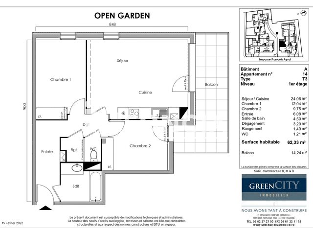 Appartement à louer, 62m², Toulouse