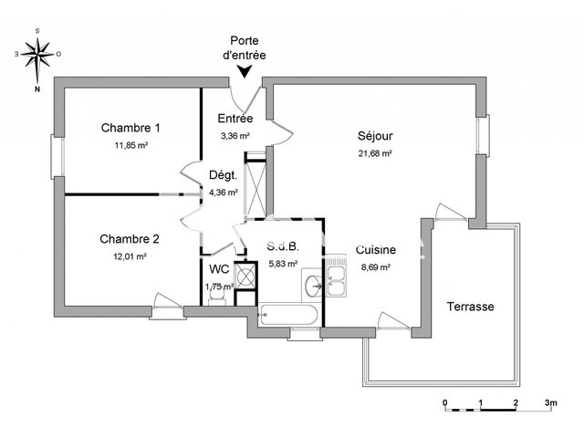 Appartement à louer, 70m², Bischheim