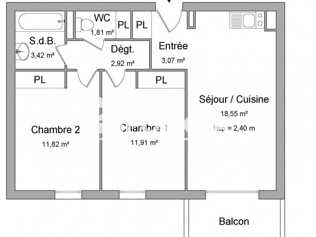 Appartement à louer, 53m², Cugnaux