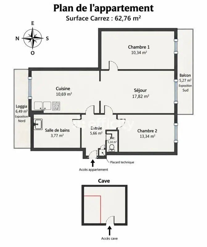 Appartement à vendre, 63m², Villeurbanne