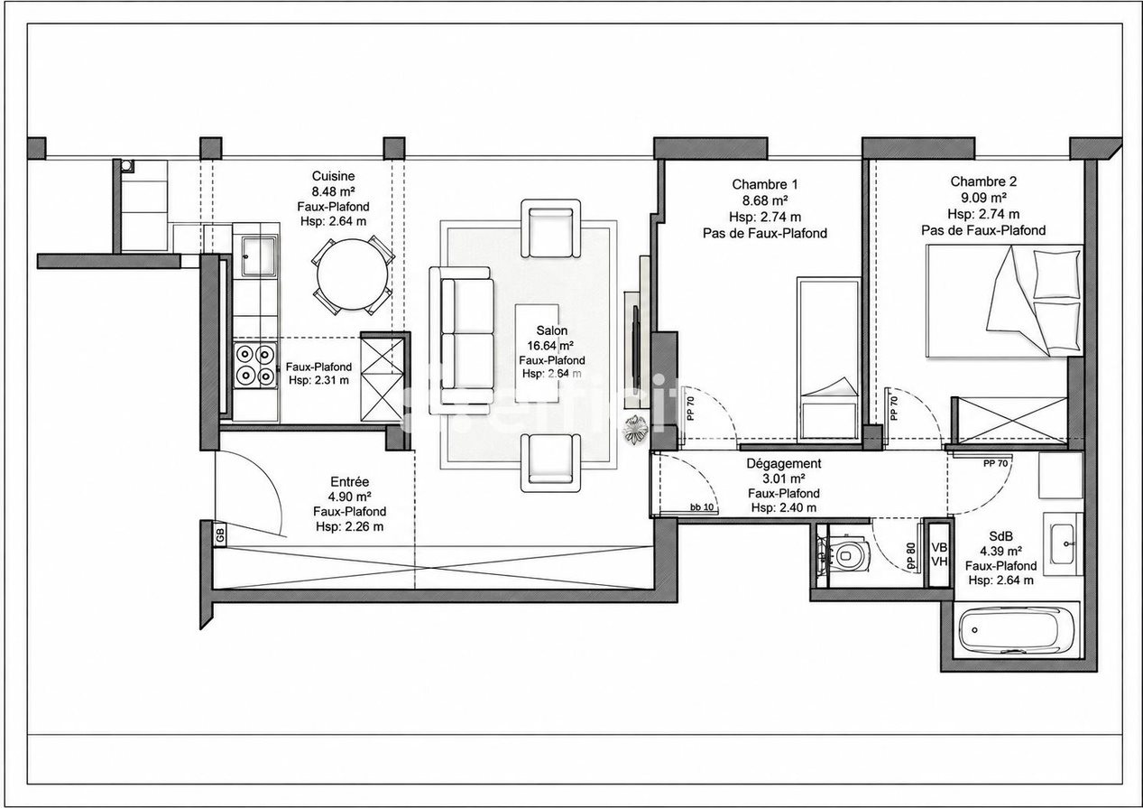 Appartement à vendre, 55m², Boulogne-Billancourt