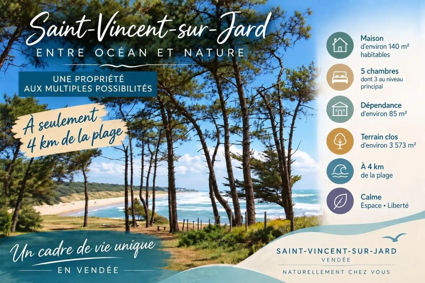 Maison à vendre, 140m², Saint-Vincent-sur-Jard