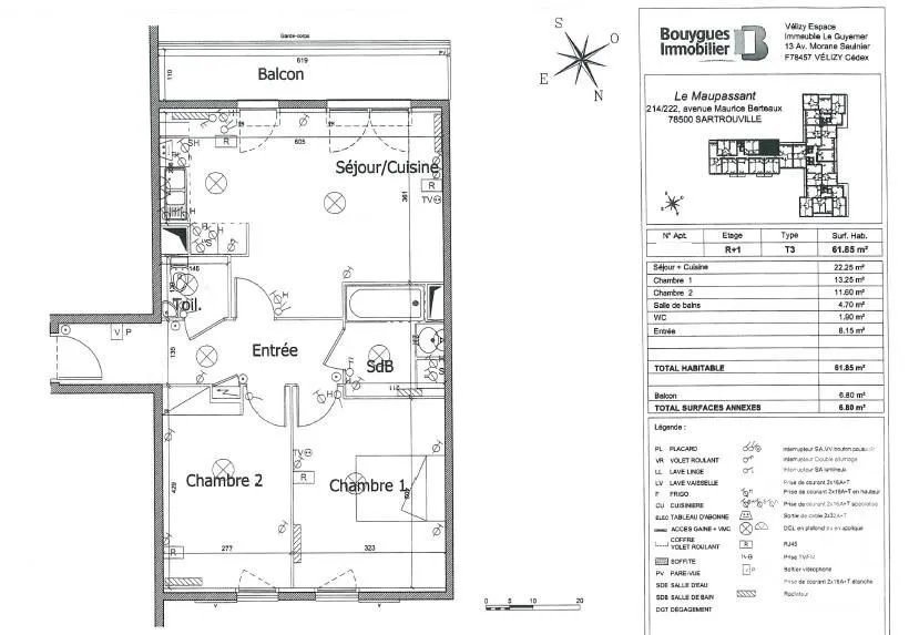 Appartement à louer, 61m², Sartrouville