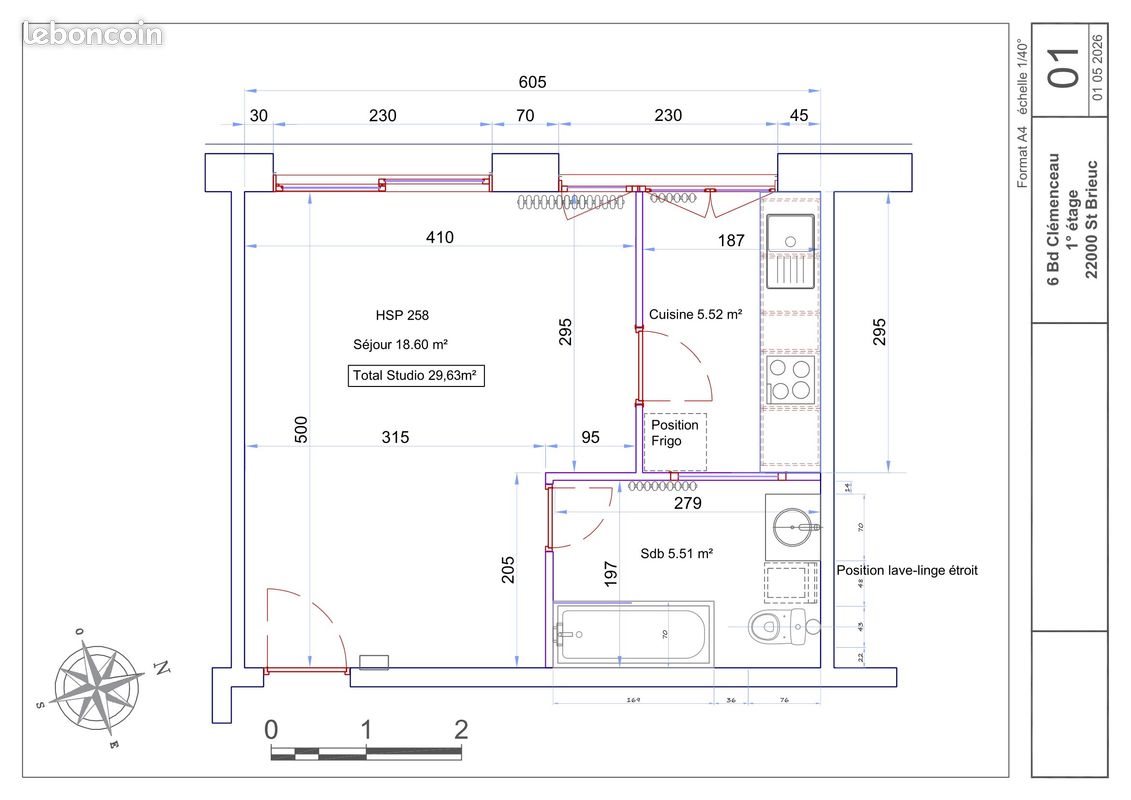Appartement à louer, 29m², Saint-Brieuc