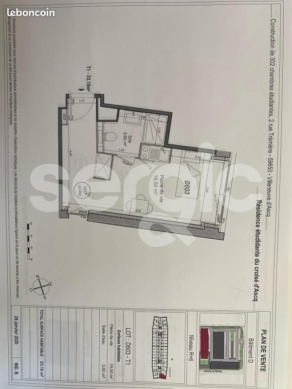 Appartement à louer, 22m², Villeneuve-d'Ascq