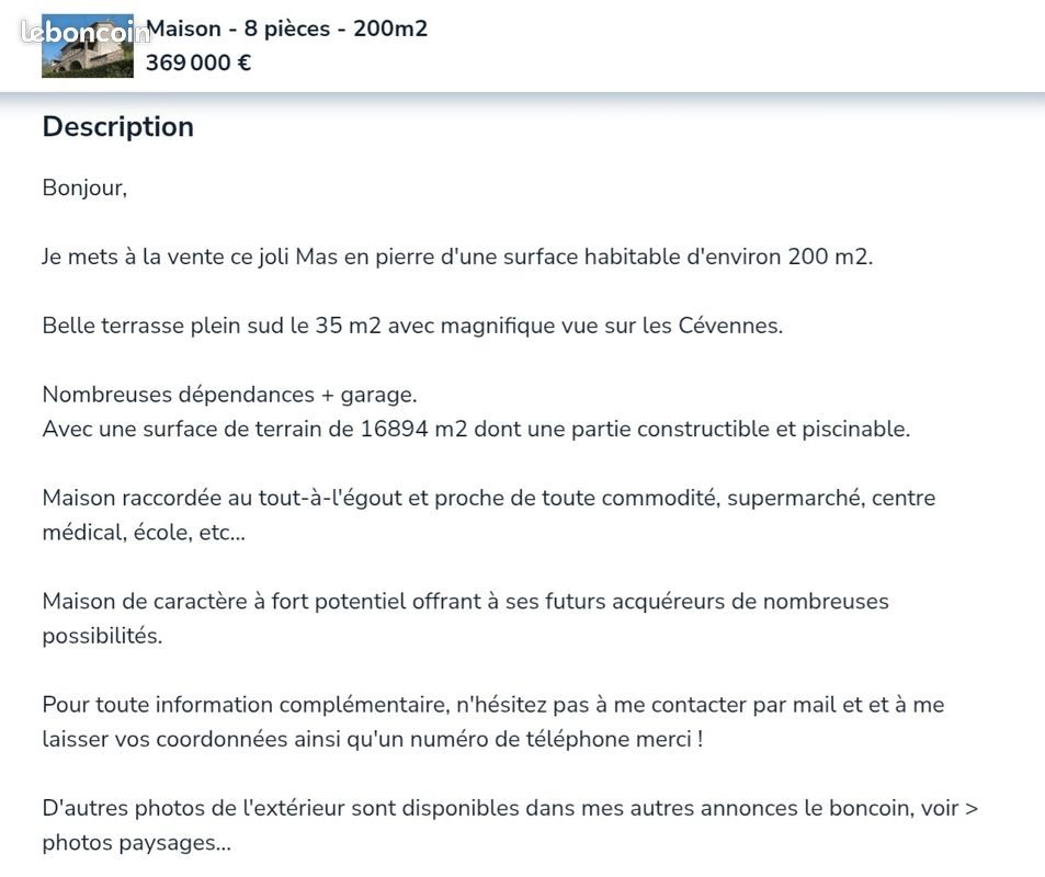 Maison à vendre, 200m², Meyrannes