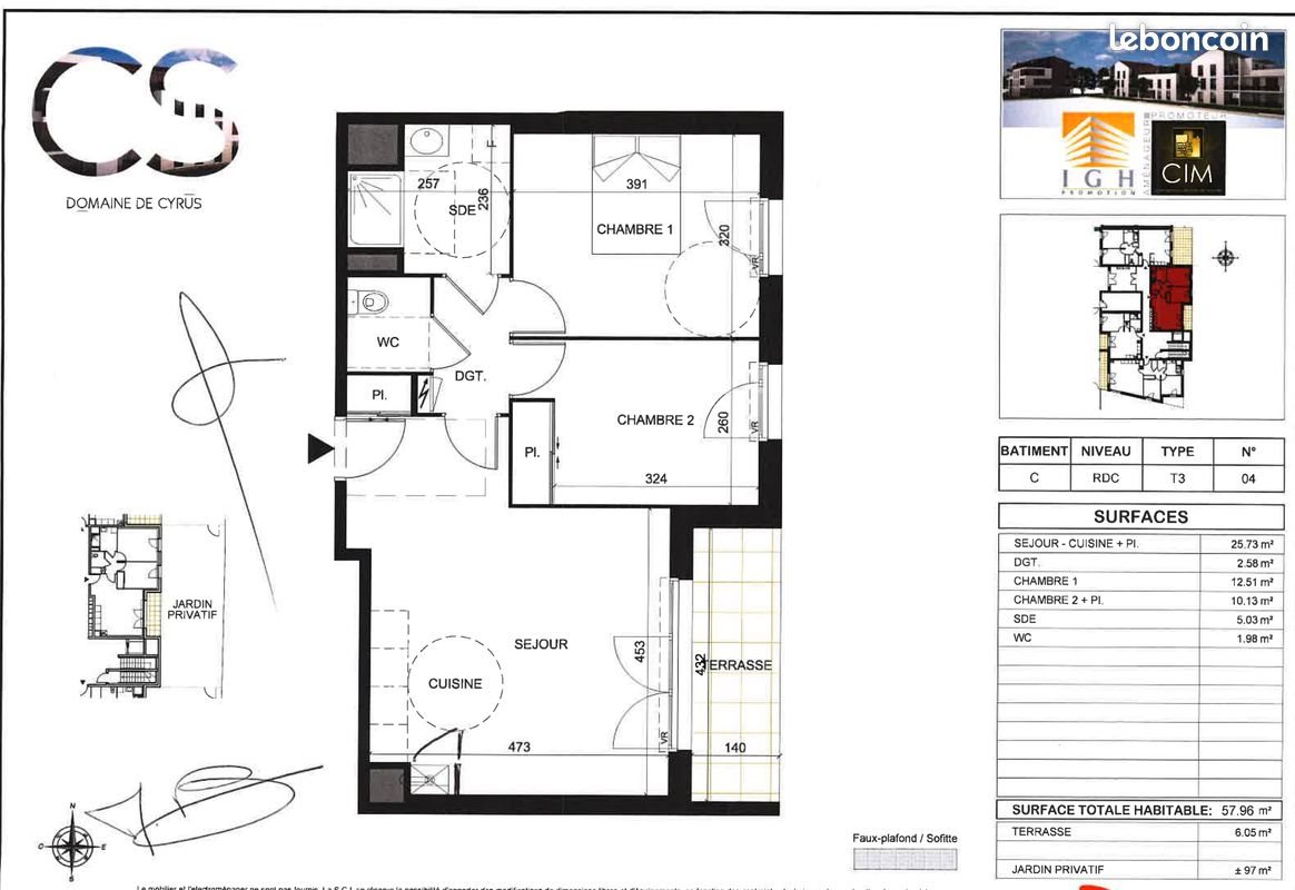 Appartement à louer, 58m², Tours