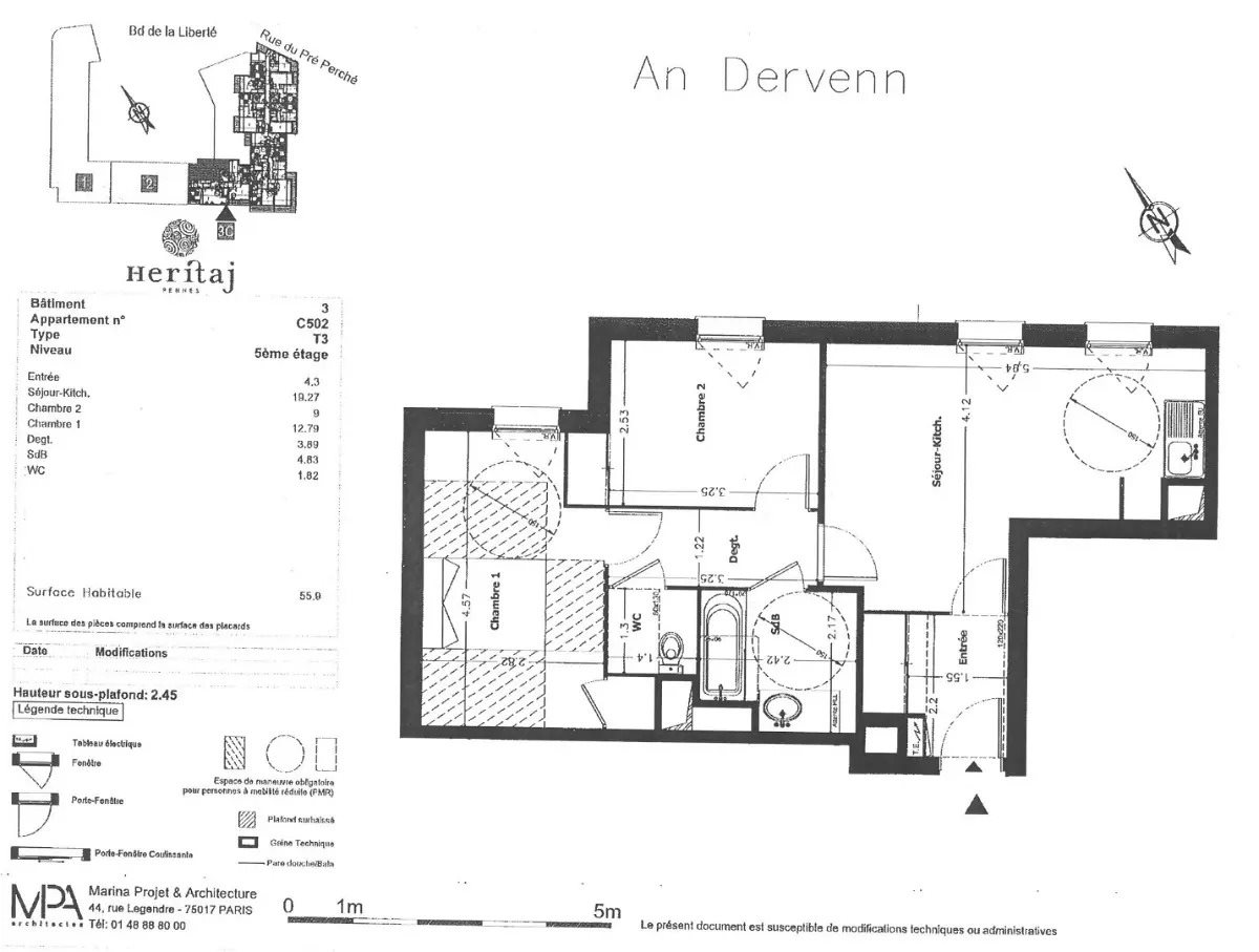 Appartement à louer, 56m², Rennes