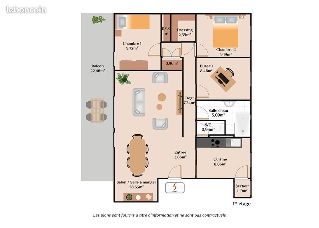 Appartement à vendre, 86m², Montluçon