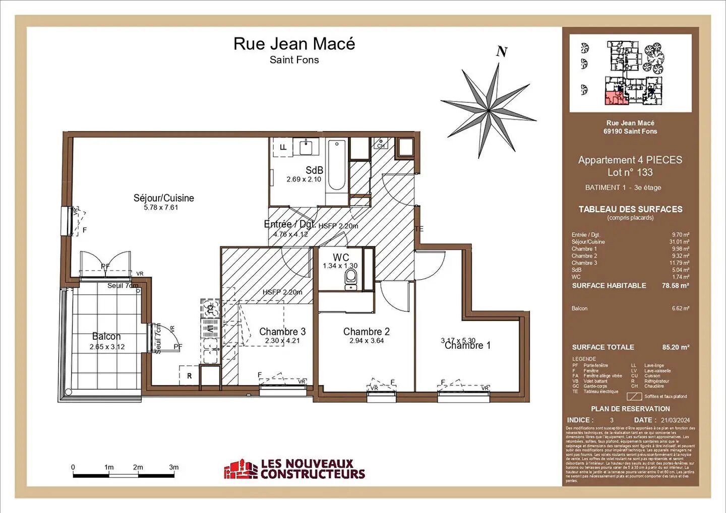 Appartement à louer, 78m², Saint-Fons