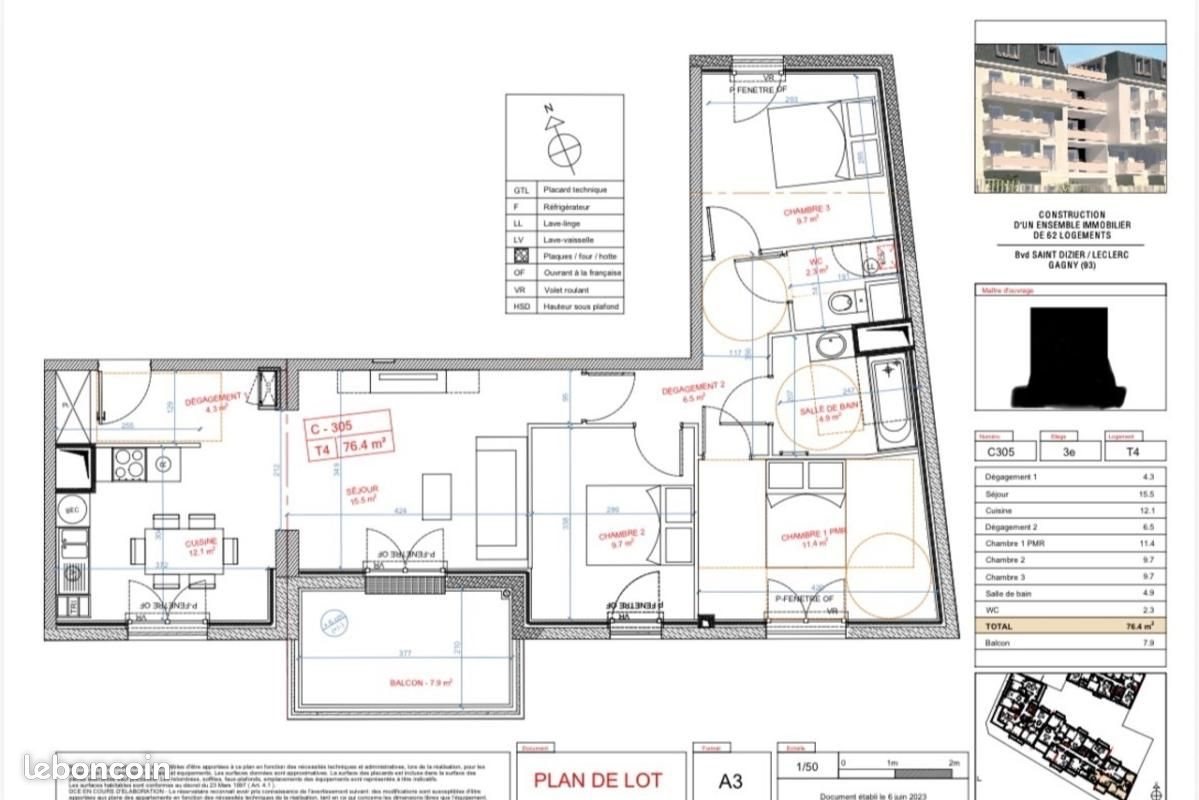 Appartement à vendre, 76m², Gagny