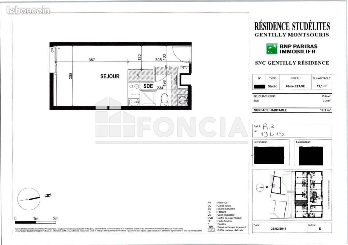 Appartement à vendre, 19m², Gentilly