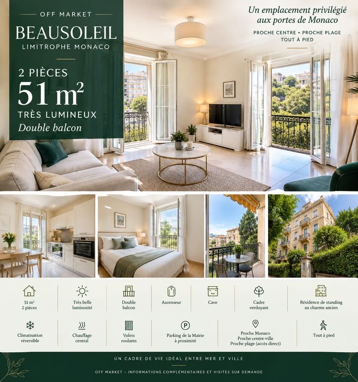 Appartement à vendre, 51m², Beausoleil