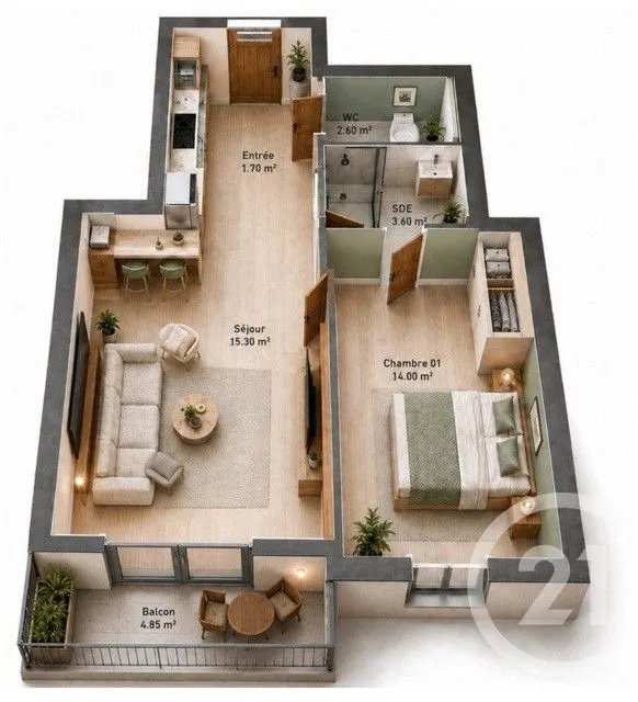 Appartement à vendre, 43m², Thiais