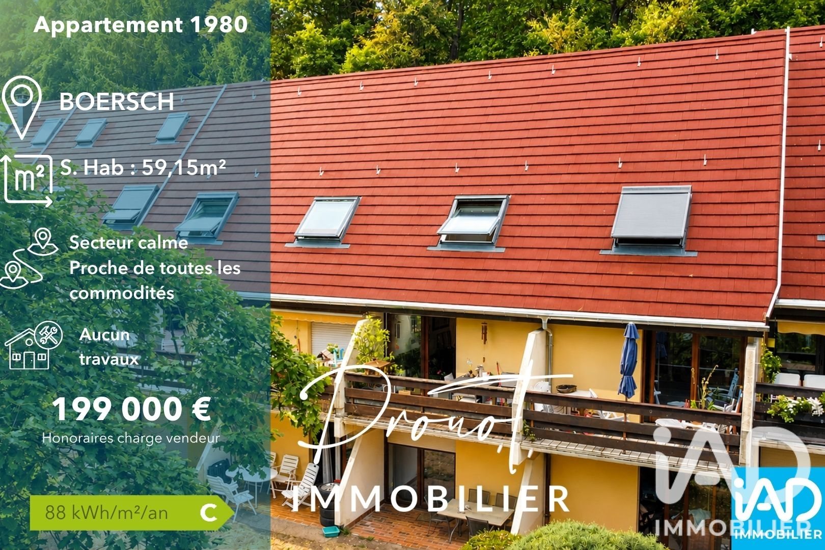 Appartement à vendre, 59m², Boersch