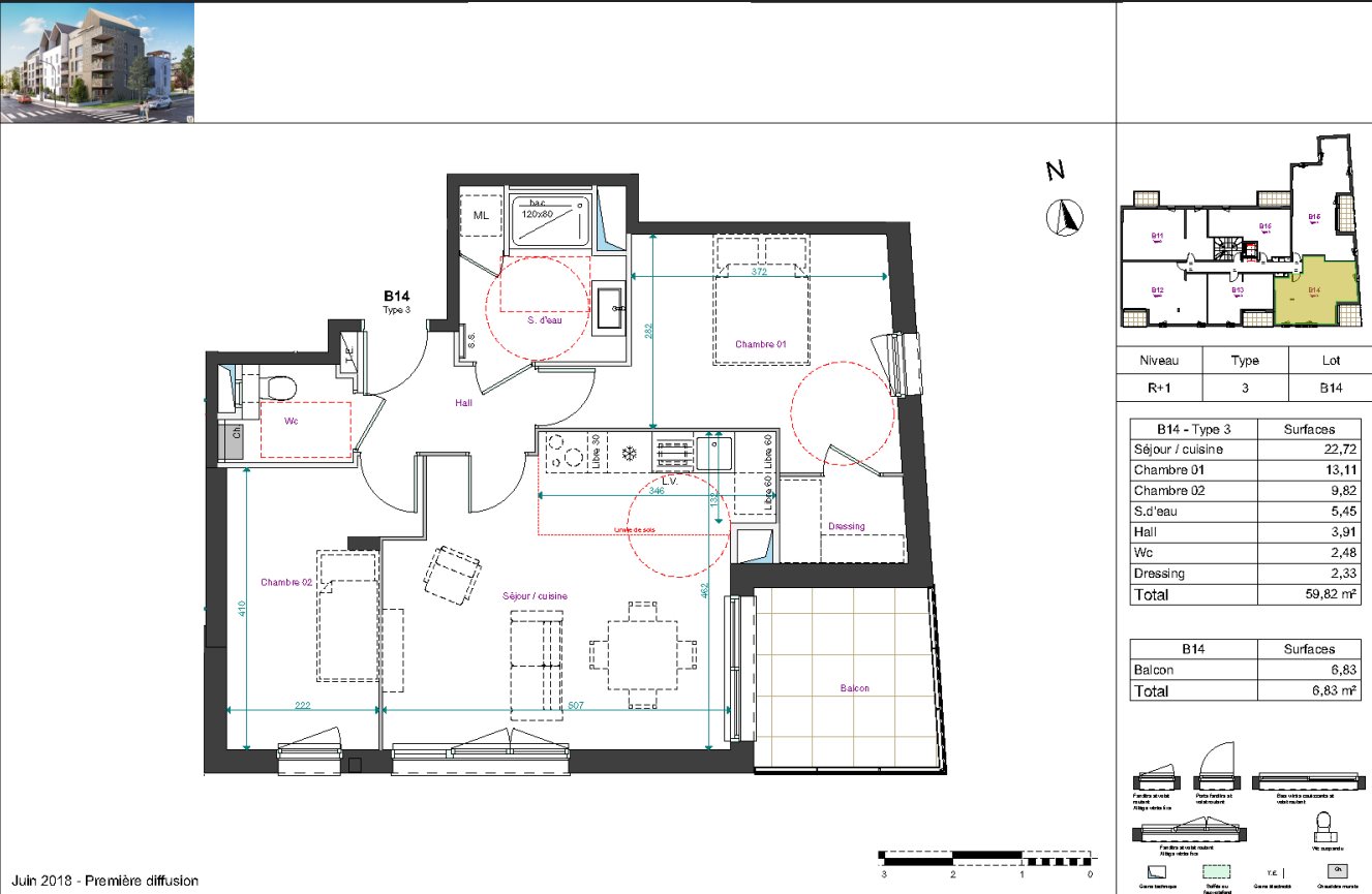 Appartement à louer, 60m², Tours