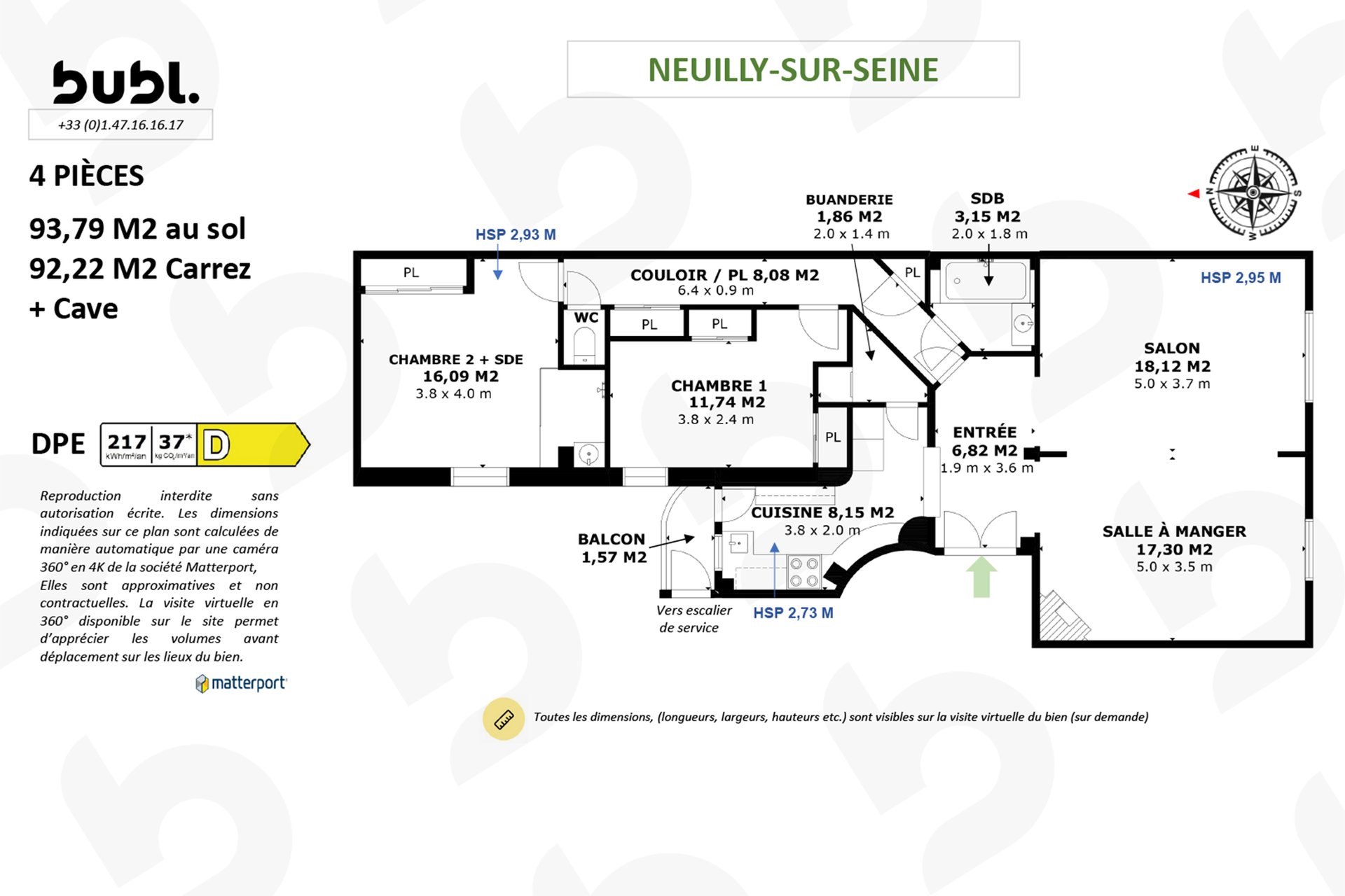Appartement à vendre, 92m², Neuilly-sur-Seine