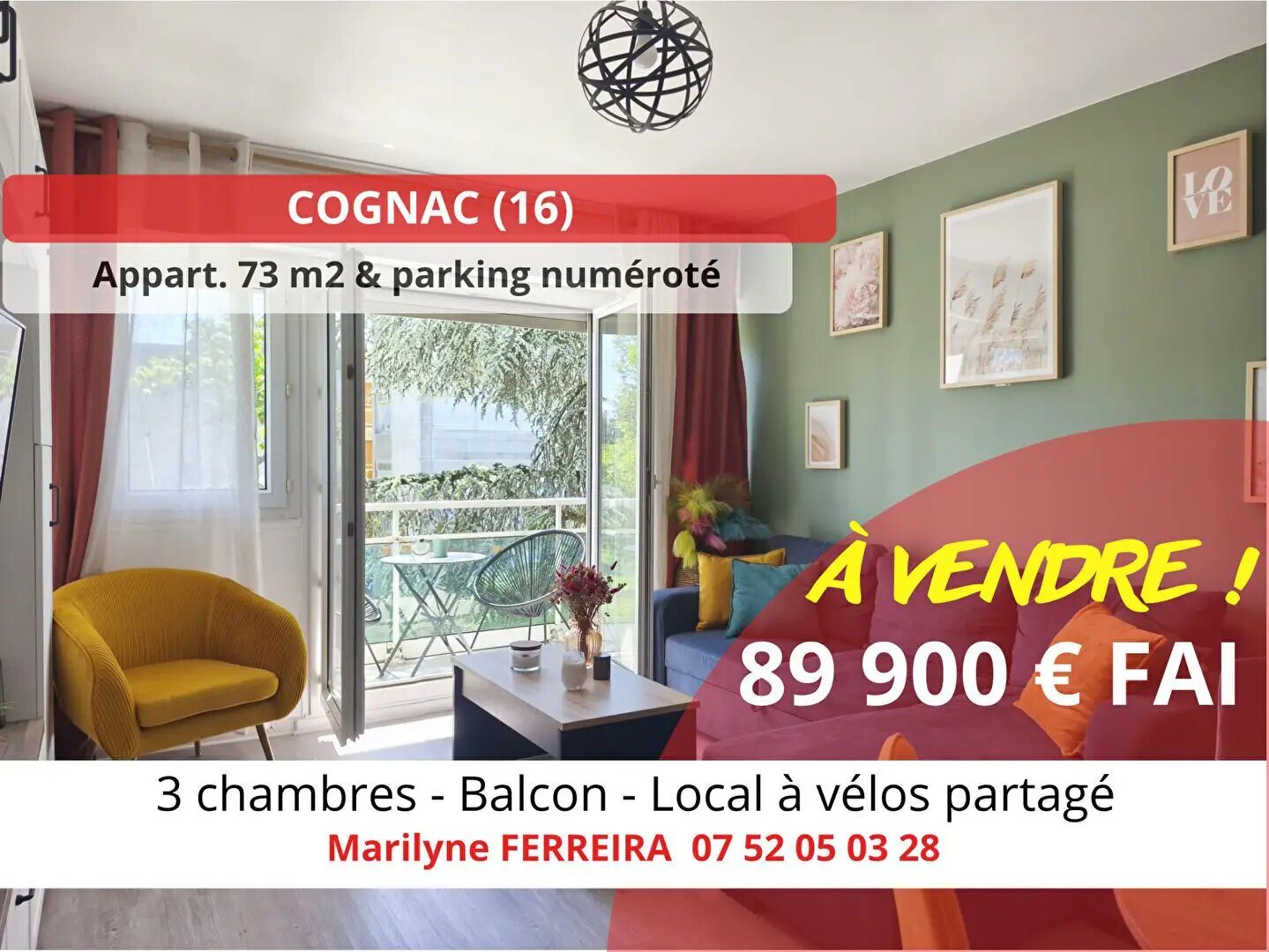 Appartement à vendre, 73m², Cognac