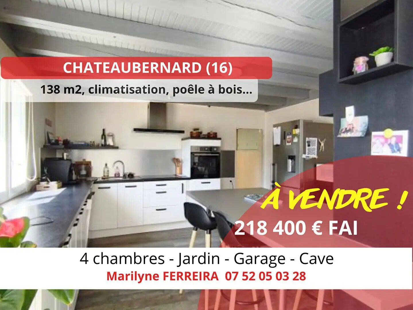 Maison à vendre, 138m², Châteaubernard