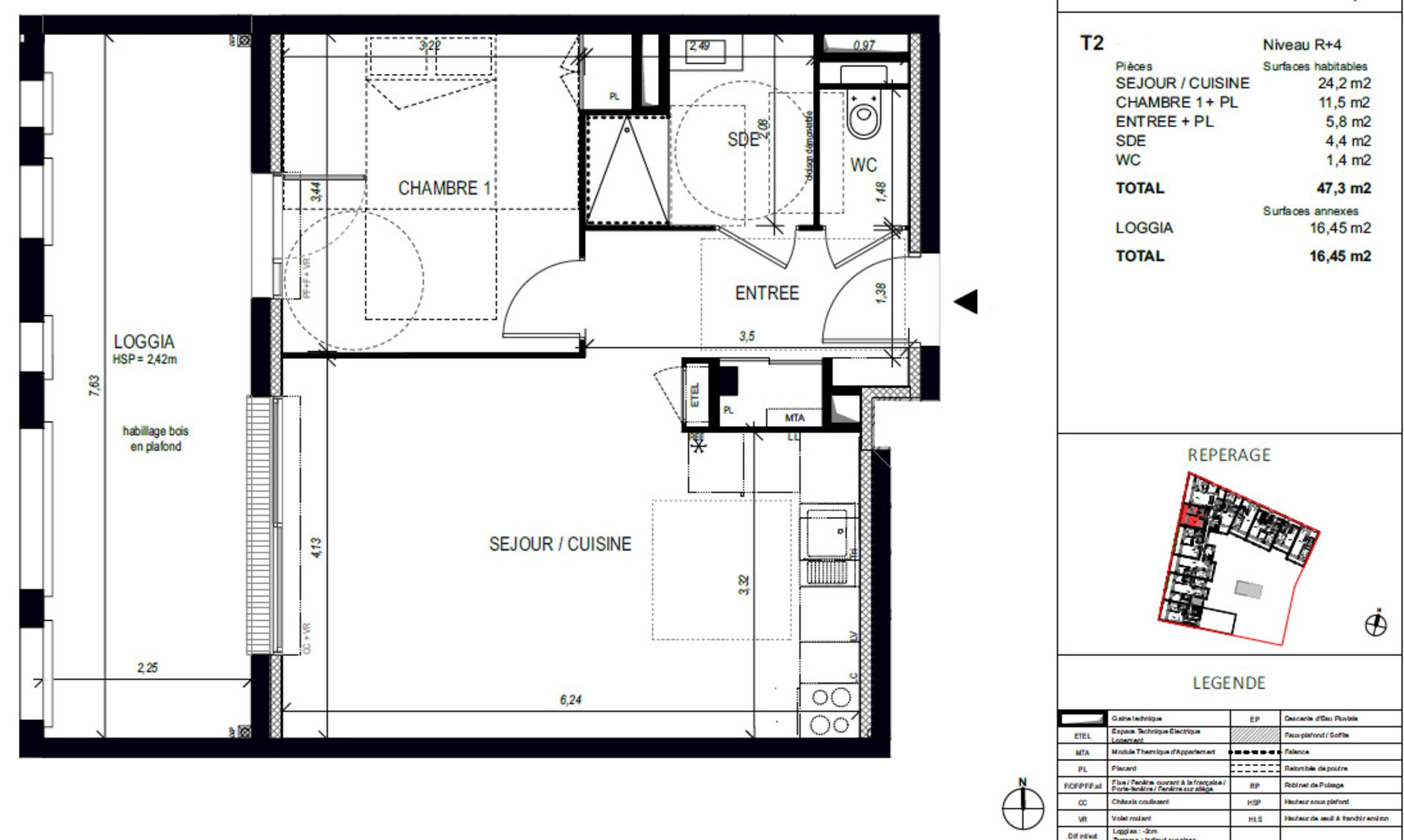 Appartement à louer, 48m², Bordeaux