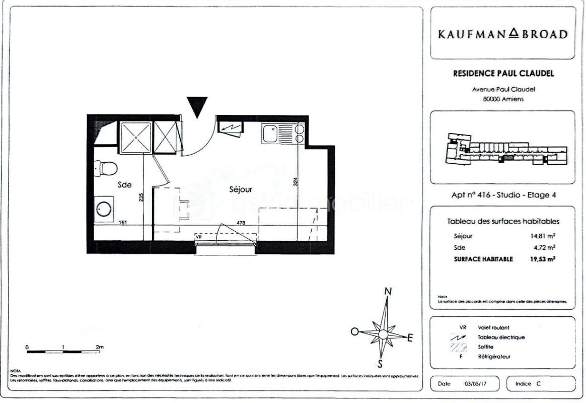Appartement à vendre, 19m², Amiens