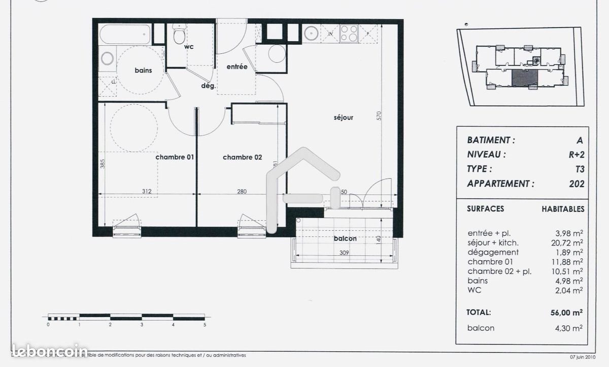 Appartement à vendre, 56m², Toulouse