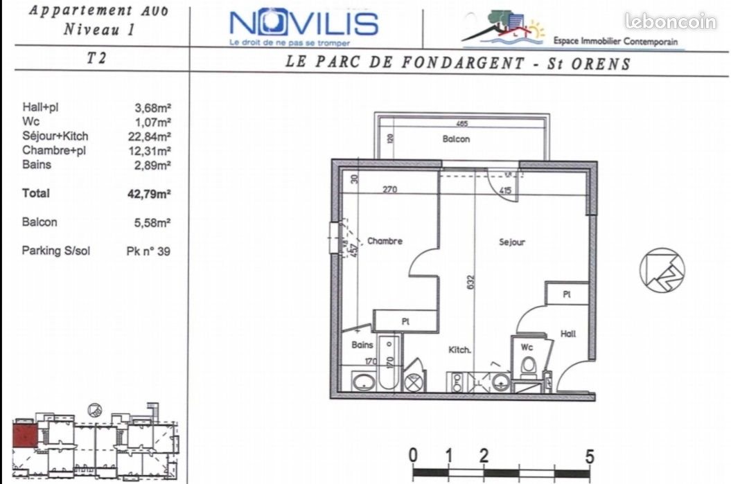 Appartement à louer, 42m², Saint-Orens-de-Gameville