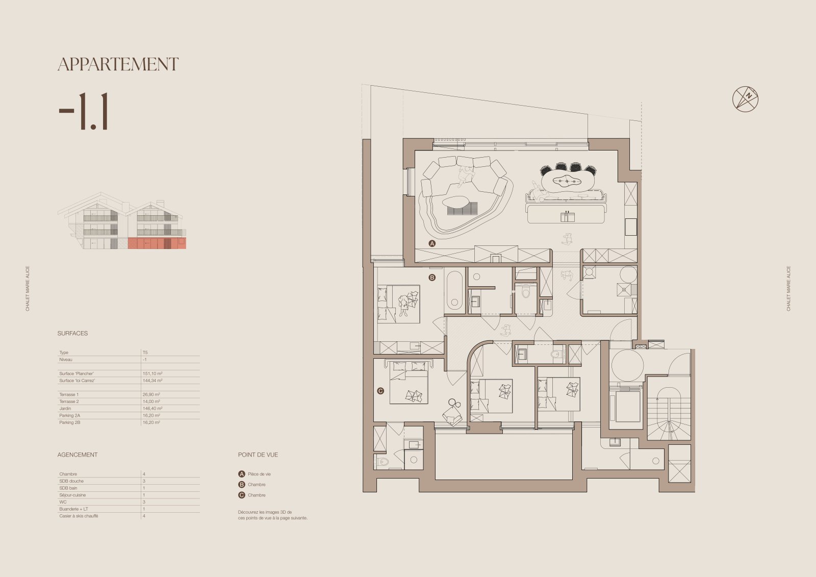 Appartement à vendre, 146m², Champagny-en-Vanoise (La Plagne)