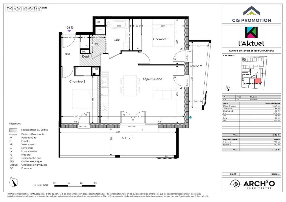 Appartement à vendre, 63m², Pontcharra