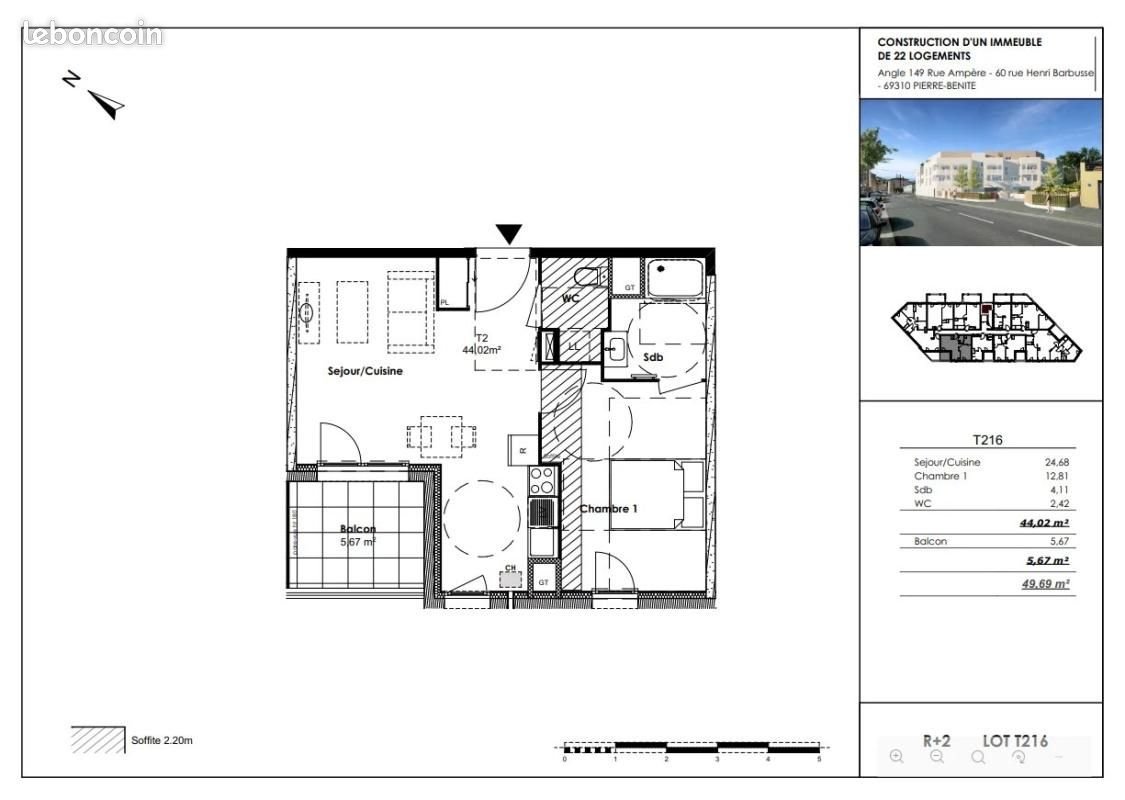 Appartement à louer, 44m², Pierre-Bénite