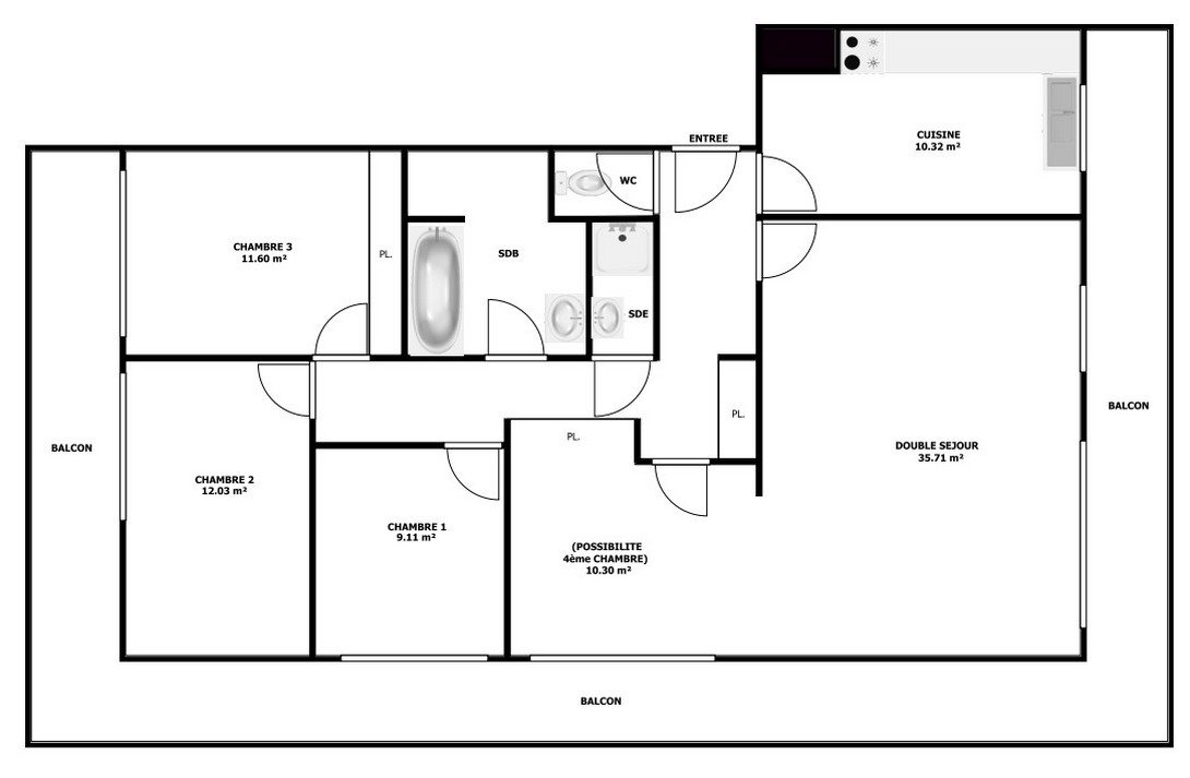 Appartement à vendre, 95m², Clichy