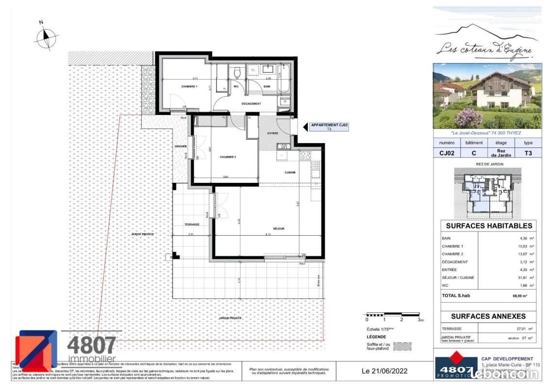 Appartement à louer, 68m², Thyez