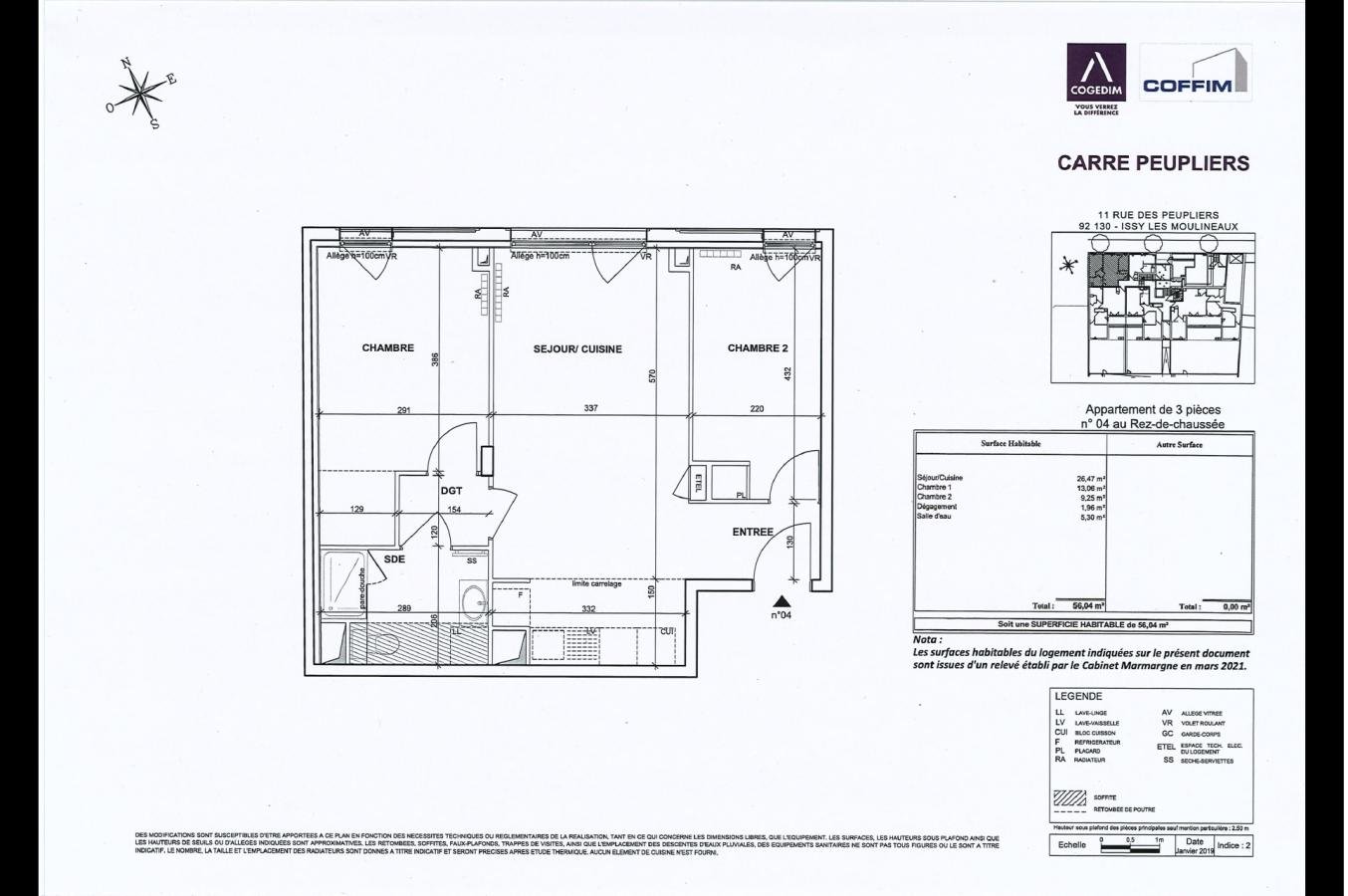 Appartement à louer, 56m², Issy-les-Moulineaux
