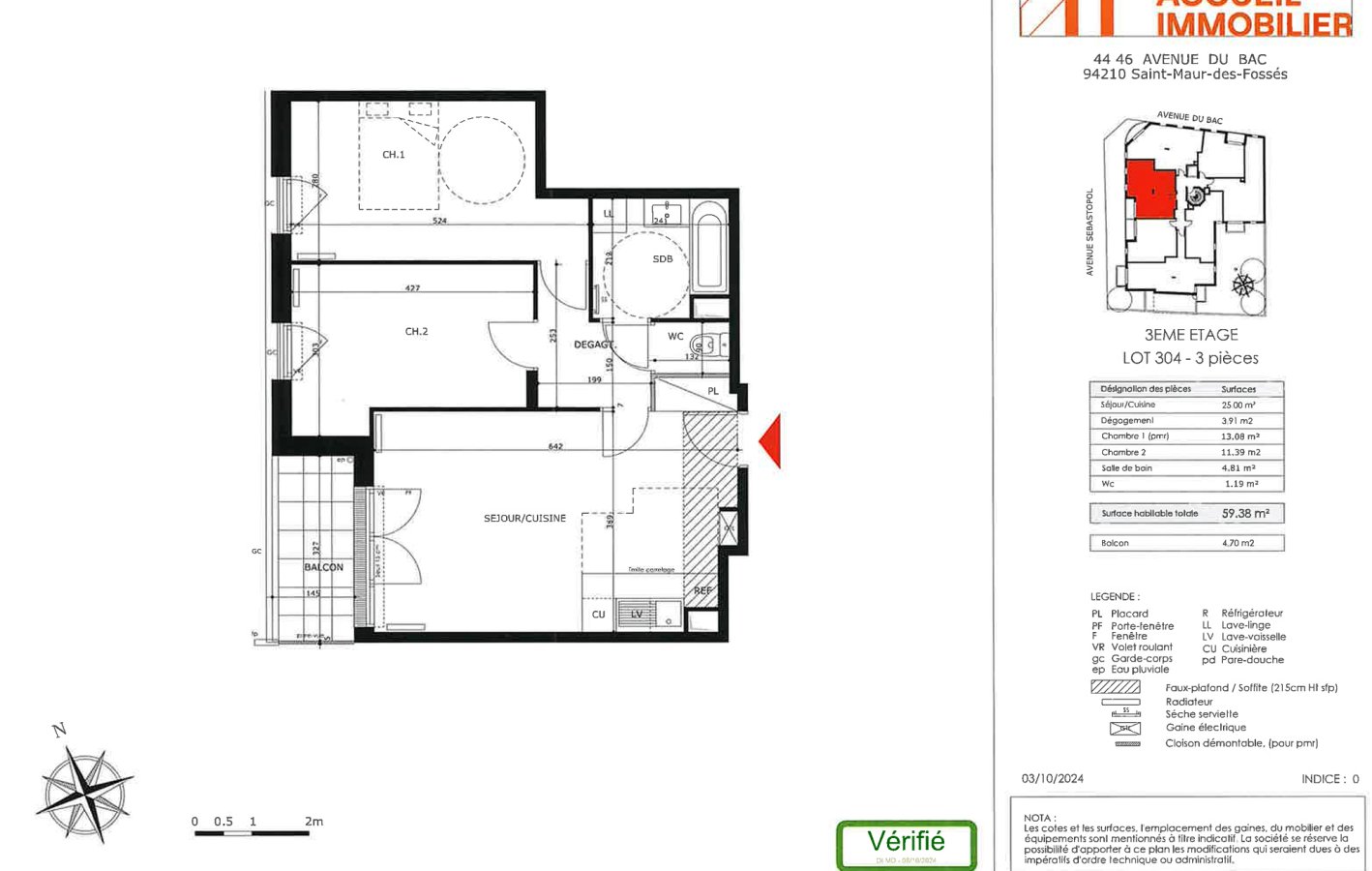 Appartement à louer, 59m², Saint-Maur-des-Fossés